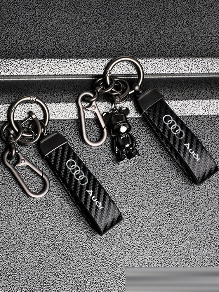 Audi carbon fibre leather keychain 02