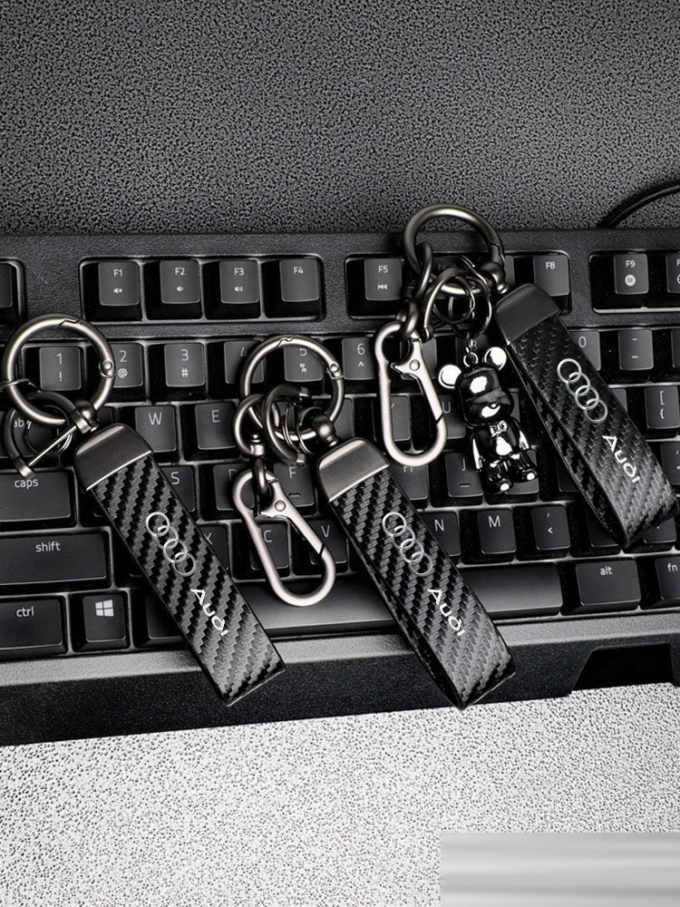 Audi carbon fibre leather keychain 03