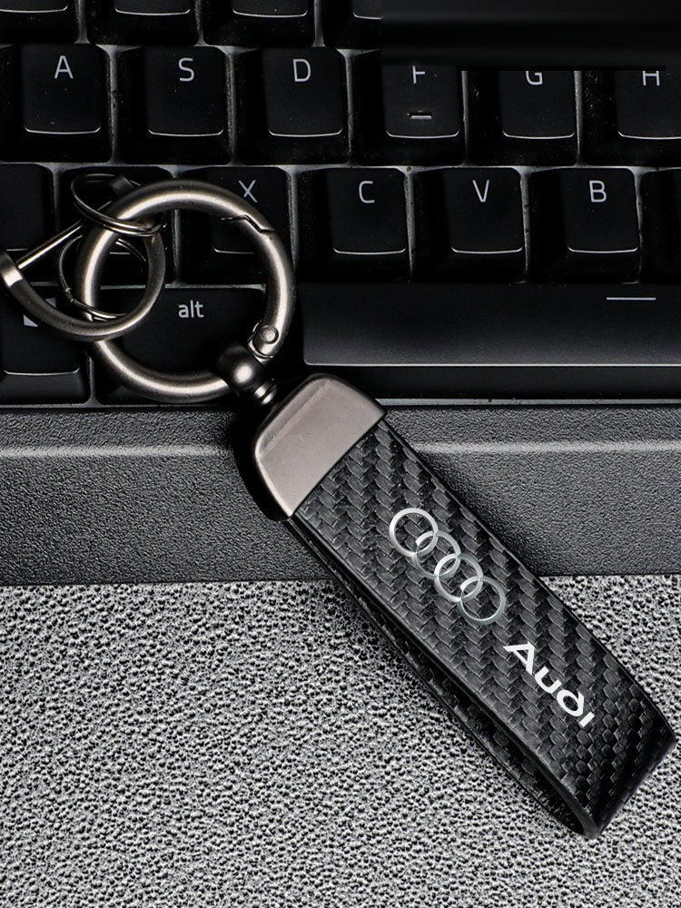 Audi carbon fibre leather keychain 04