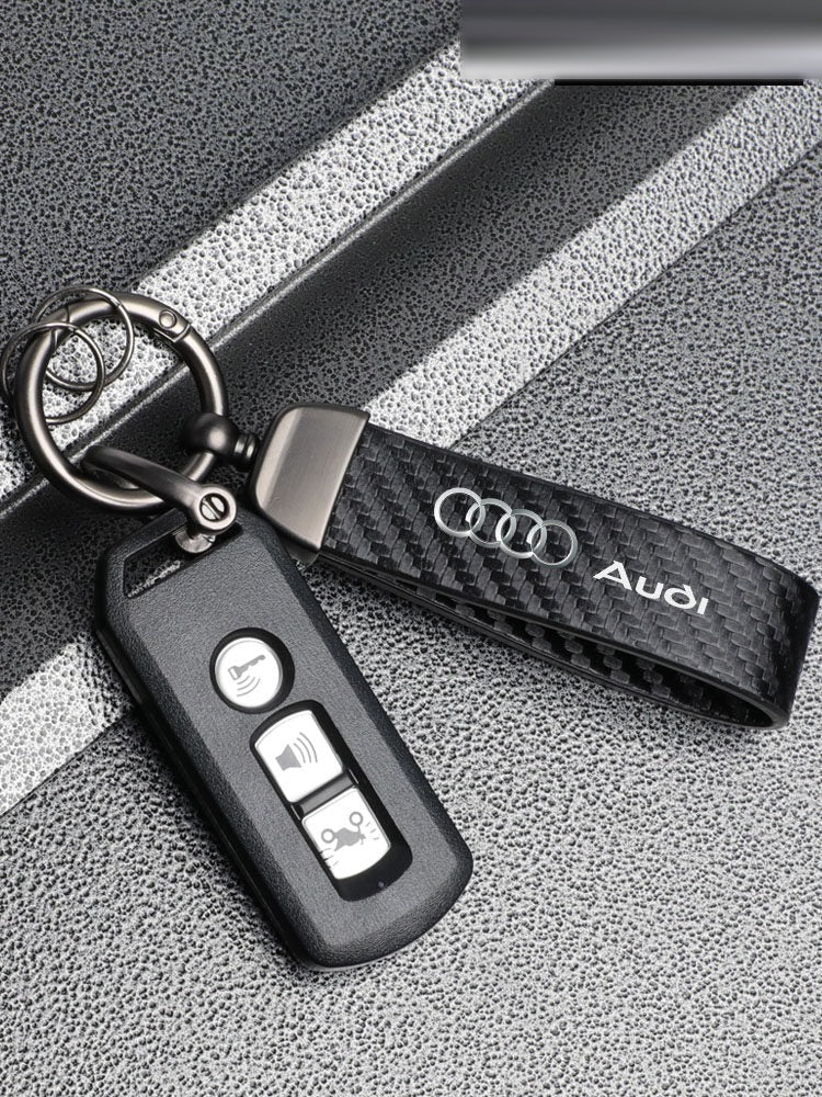 Audi carbon fibre leather keychain with key fob