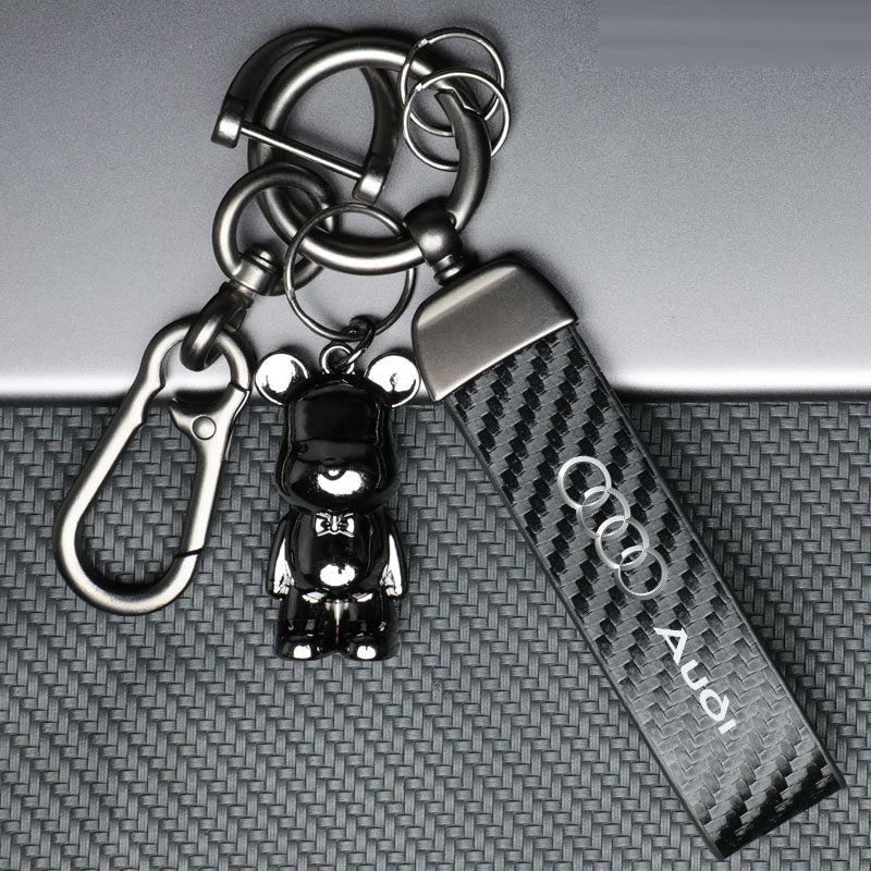 Audi keychain Dark Night Black with bear charm