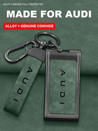 Funda premium de cuero genuino para llave Audi – Piel de vaca plena flor hecha a mano con carcasa de aleación para Audi E7X y E5 2026