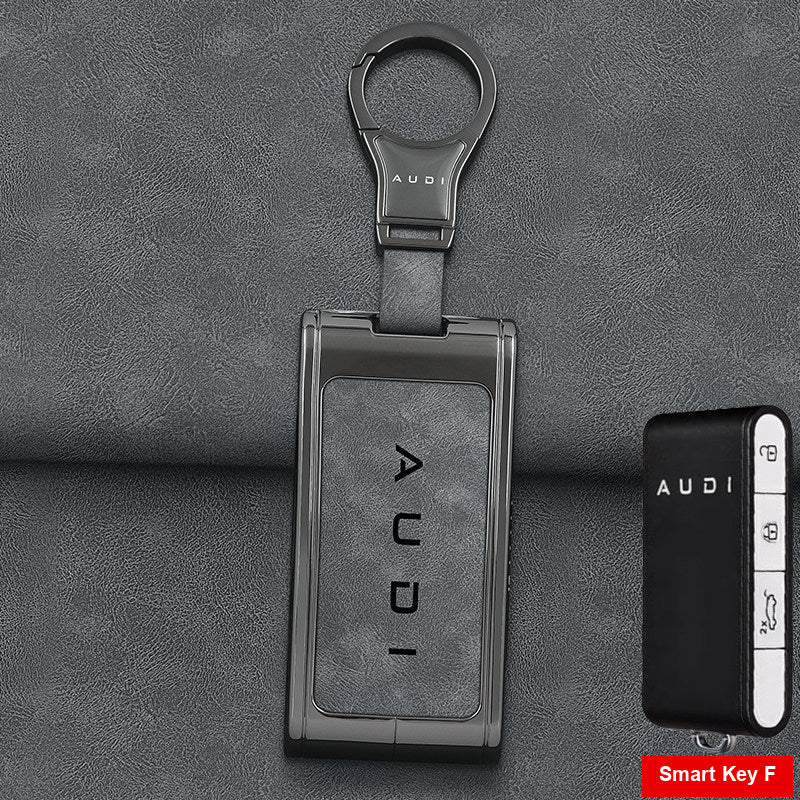 Gun grey shell with grey leather and metal clasp