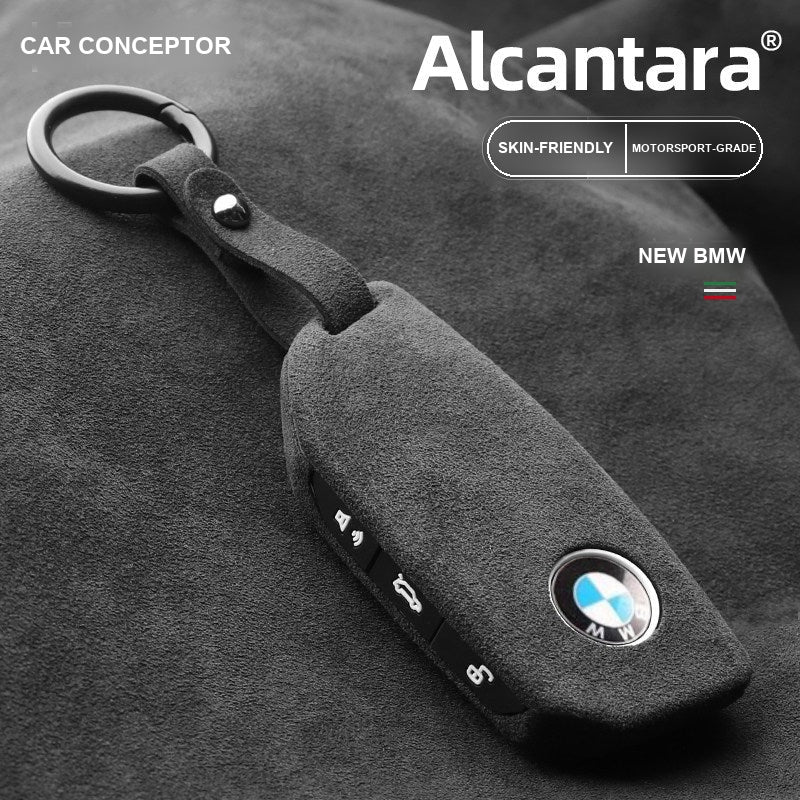 BMW Alcantara key case in Carbon Black with keychain