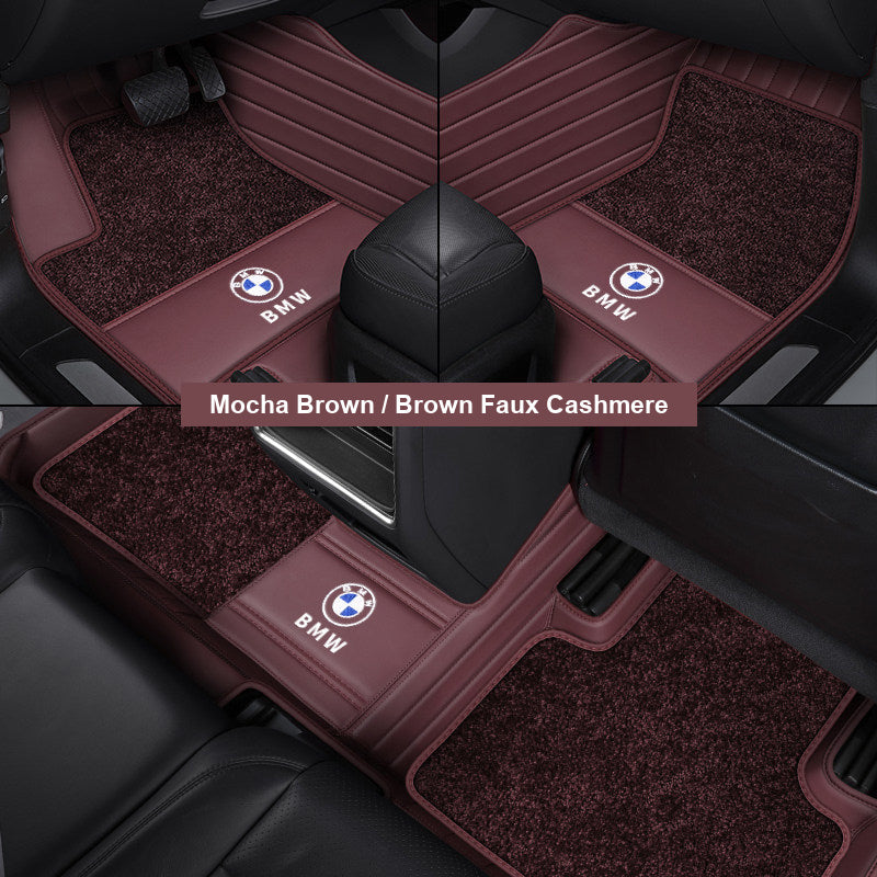 Mocha Brown leather mat with brown faux cashmere top layer