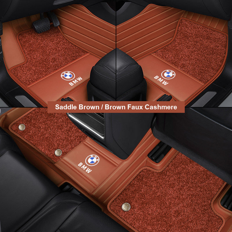 Saddle Brown leather mat with brown faux cashmere top layer