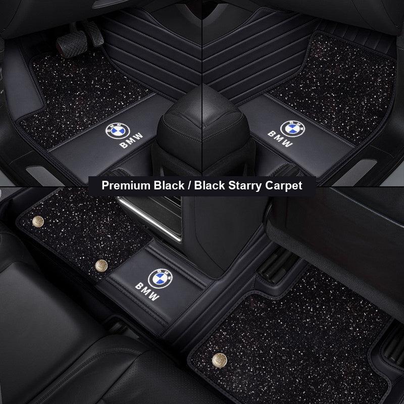 Premium Black leather mat with black starry carpet top layer