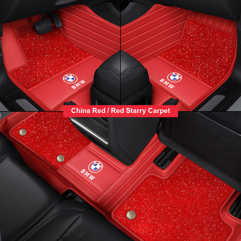 China Red leather mat with red starry carpet top layer