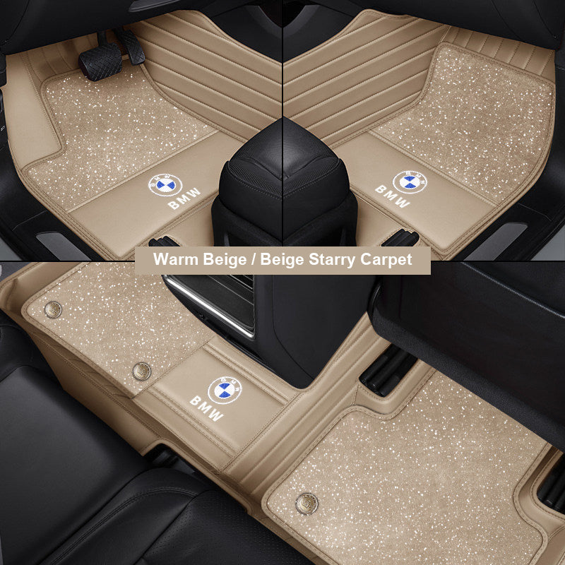 Warm Beige leather mat with beige starry carpet top layer