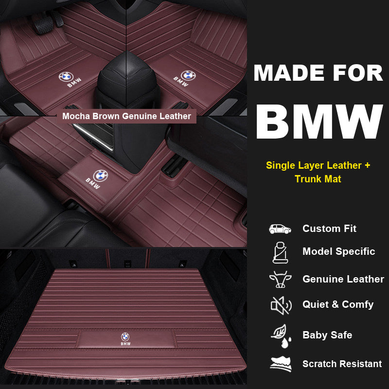 Single layer leather mat set plus trunk mat, made for BMW