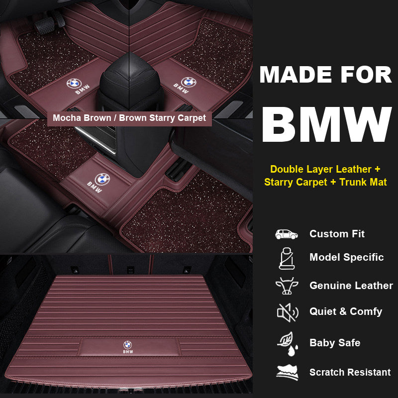 Double layer leather plus starry carpet mat set with trunk mat