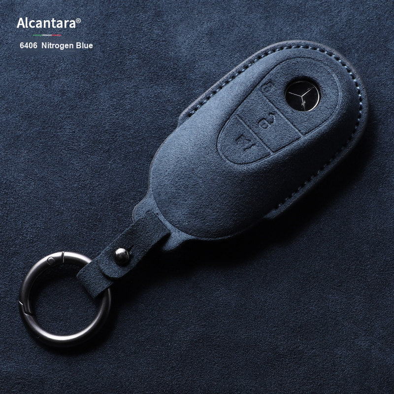 Nitrogen Blue Alcantara key case with ring