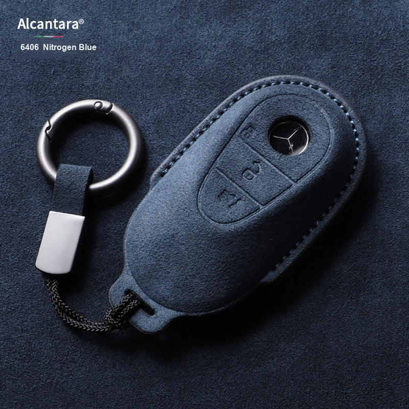 Nitrogen Blue Alcantara key case with buckle