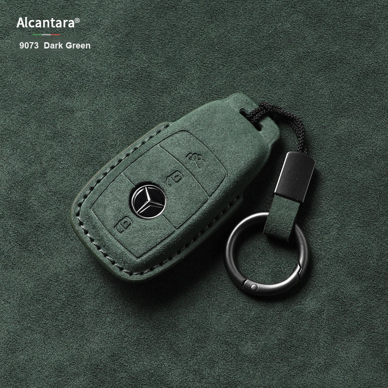 Dark Green Alcantara key case Style A with buckle