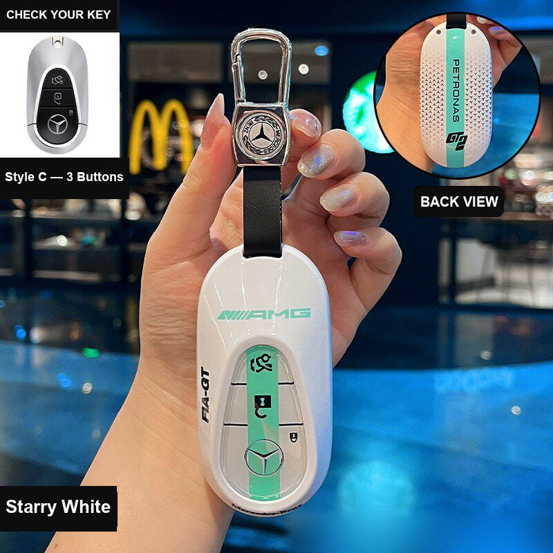 Style C AMG key case in Starry White with buckle