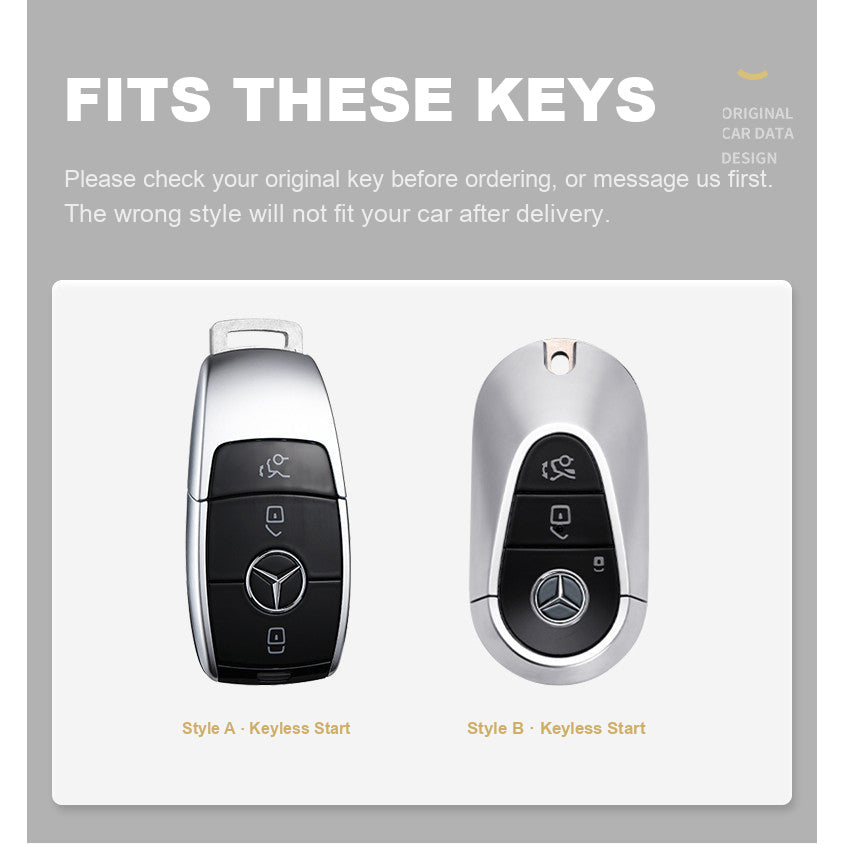 Fitment guide showing Style A and Style B Mercedes-Benz keyless start keys