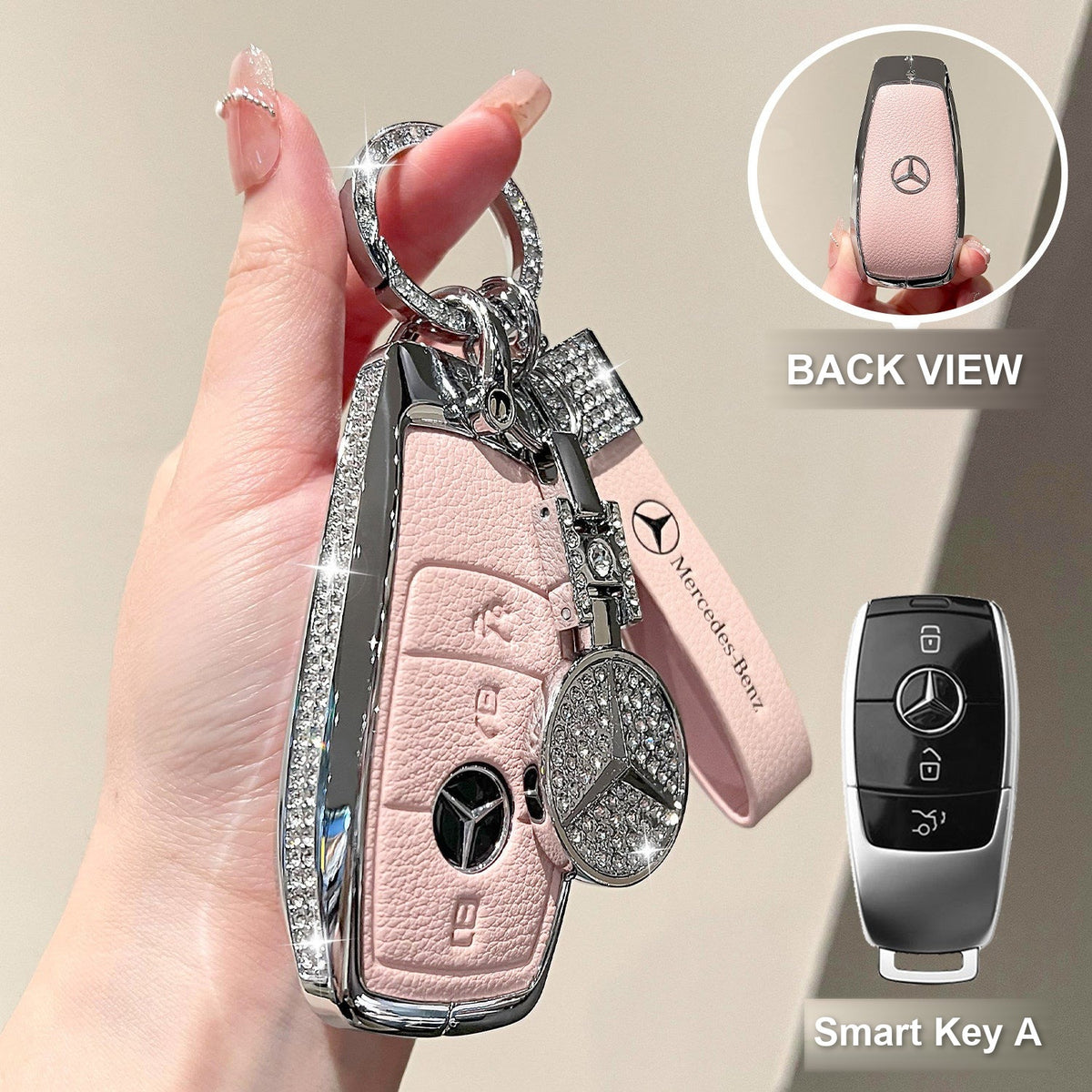Smart Key A Pink with crystal ring bracelet and emblem charm