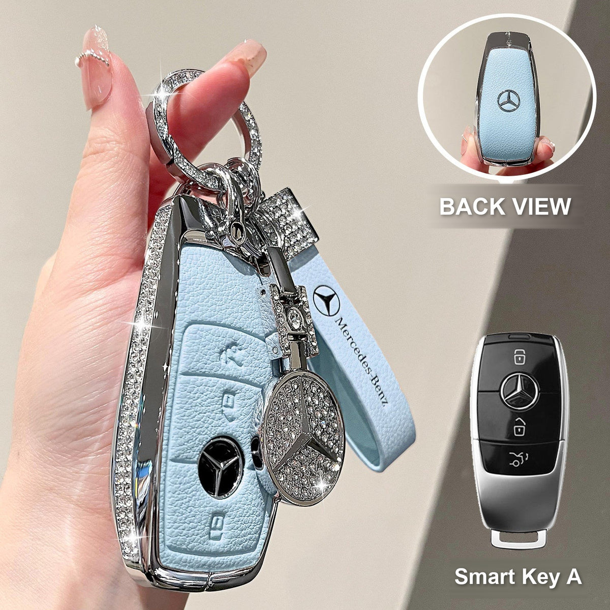 Smart Key A Blue with crystal ring bracelet and emblem charm