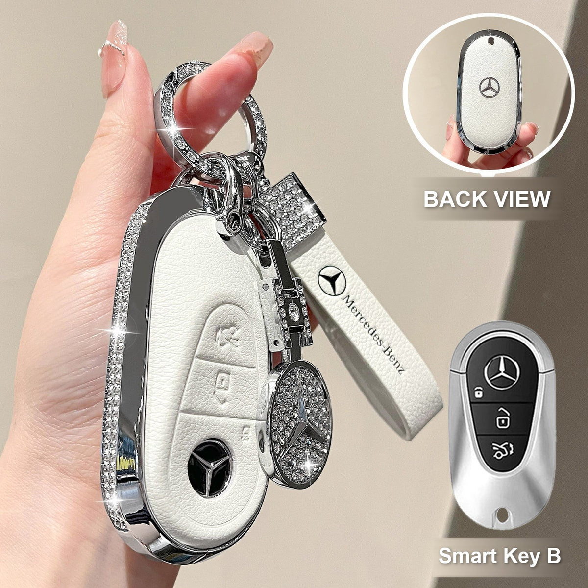 Smart Key B Pearl White with crystal ring bracelet and emblem charm
