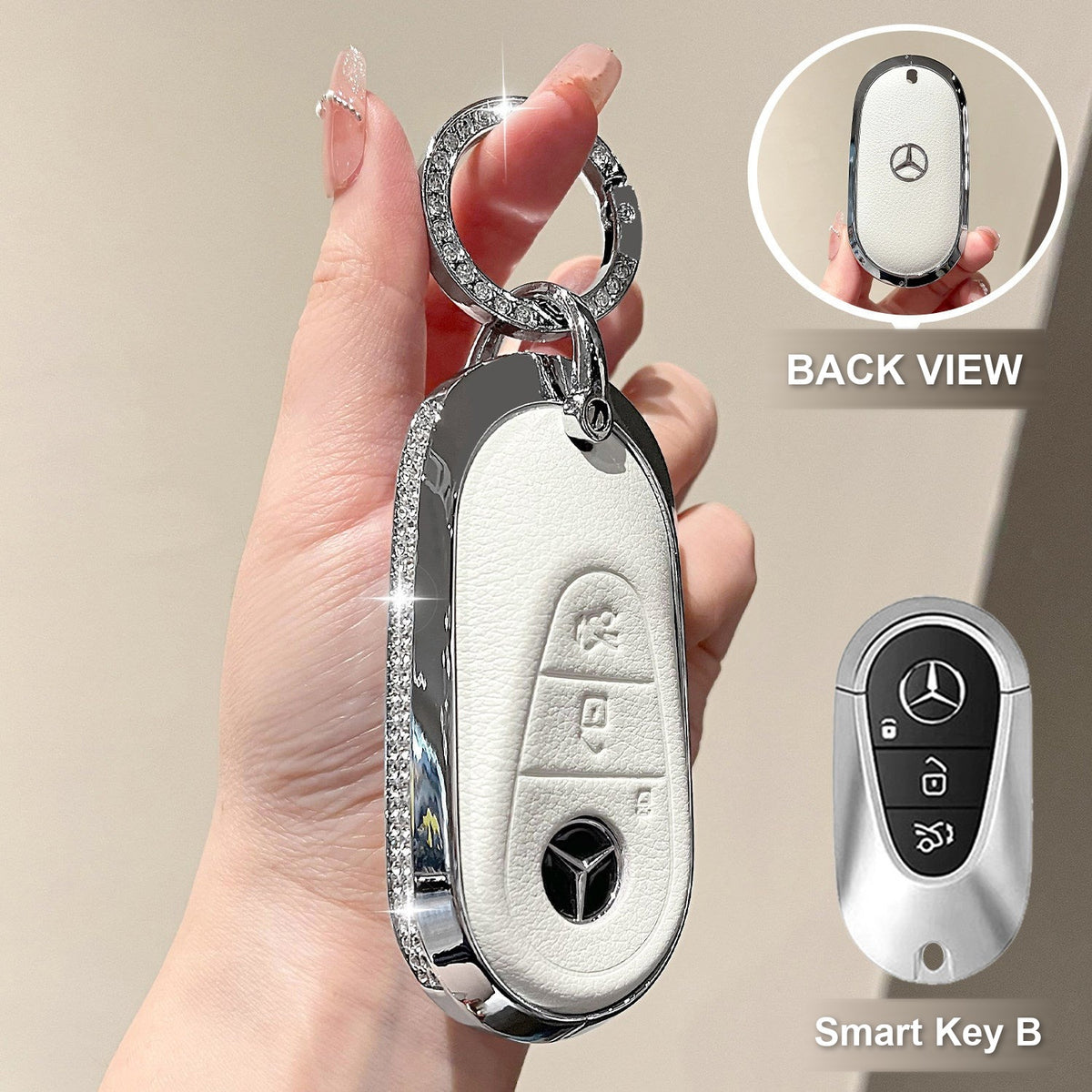 Smart Key B Pearl White with crystal rings
