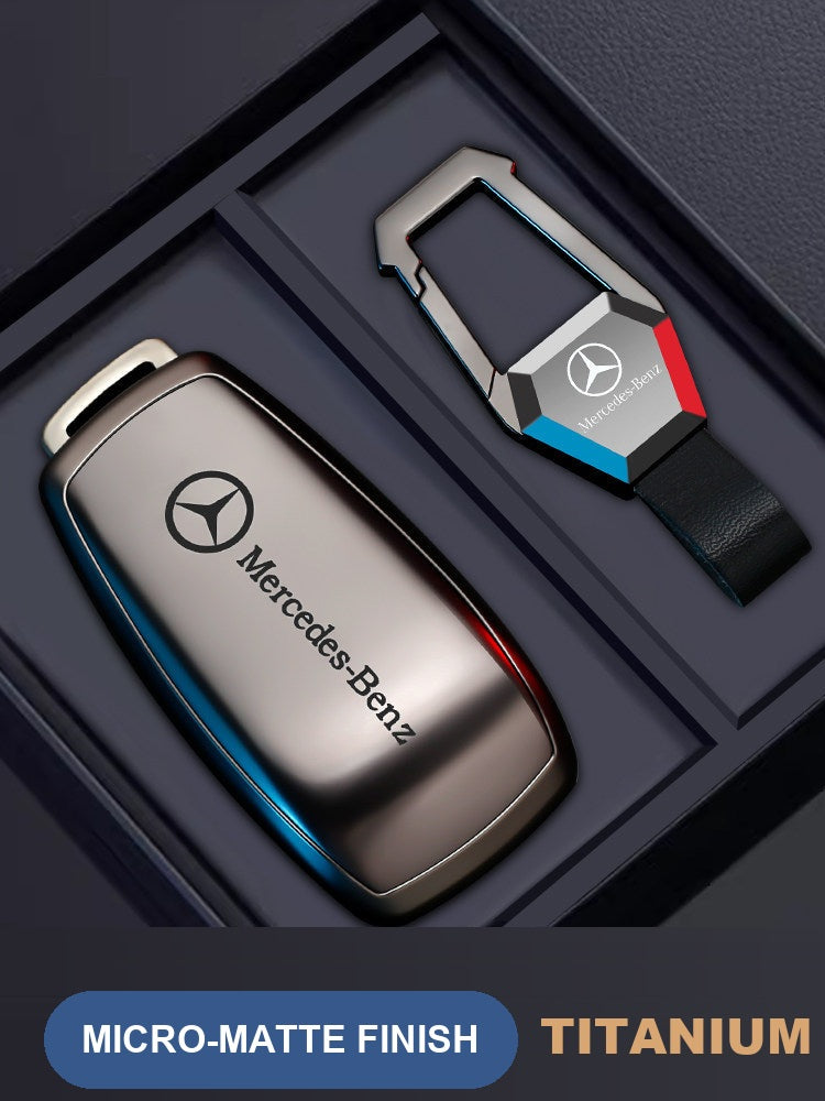 Titanium micro-matte electroplated Mercedes key case with gift box