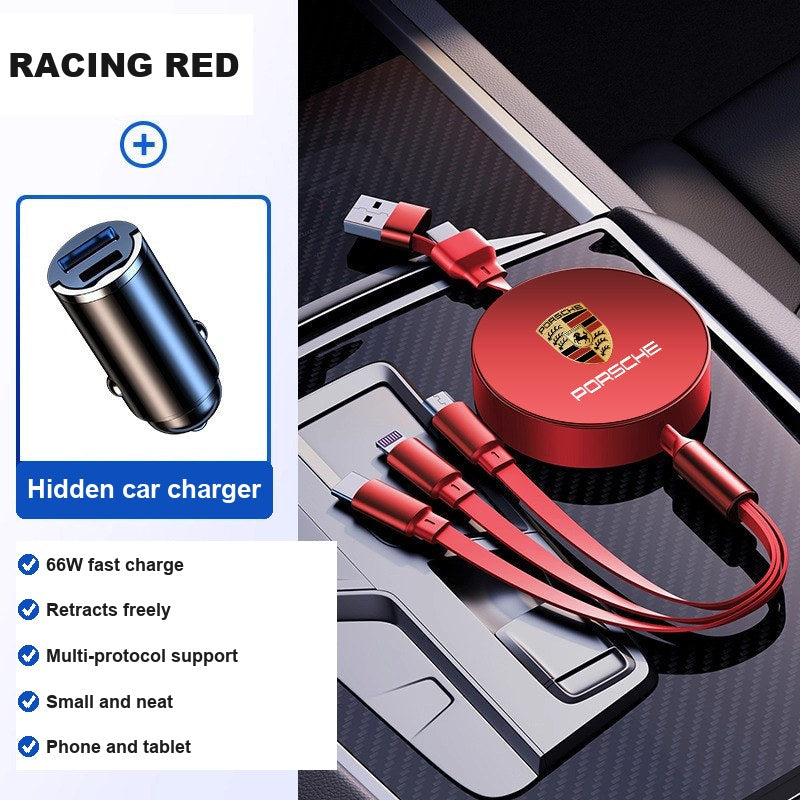 Porsche charging cable with hidden car charger Racing Red