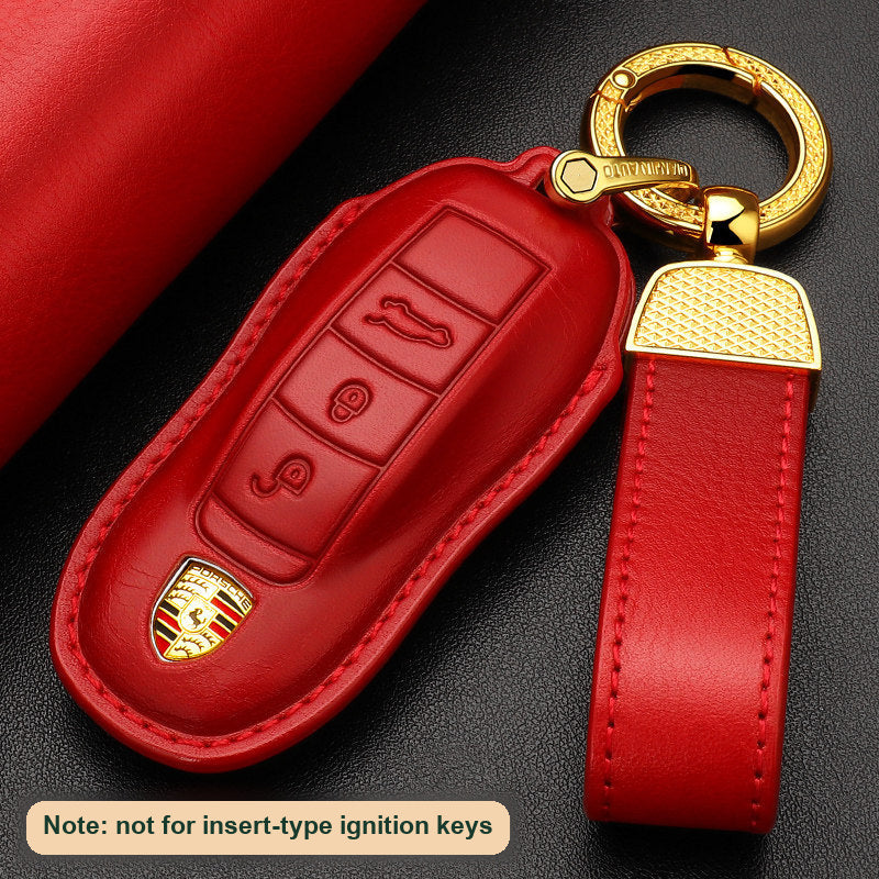 Style A Saint Luo Red with gold ring and leather strap