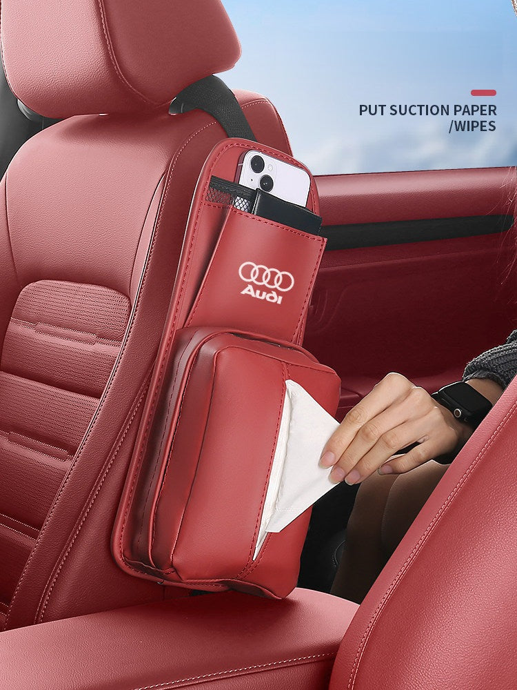 Audi seat side bag holds tissue or wipes