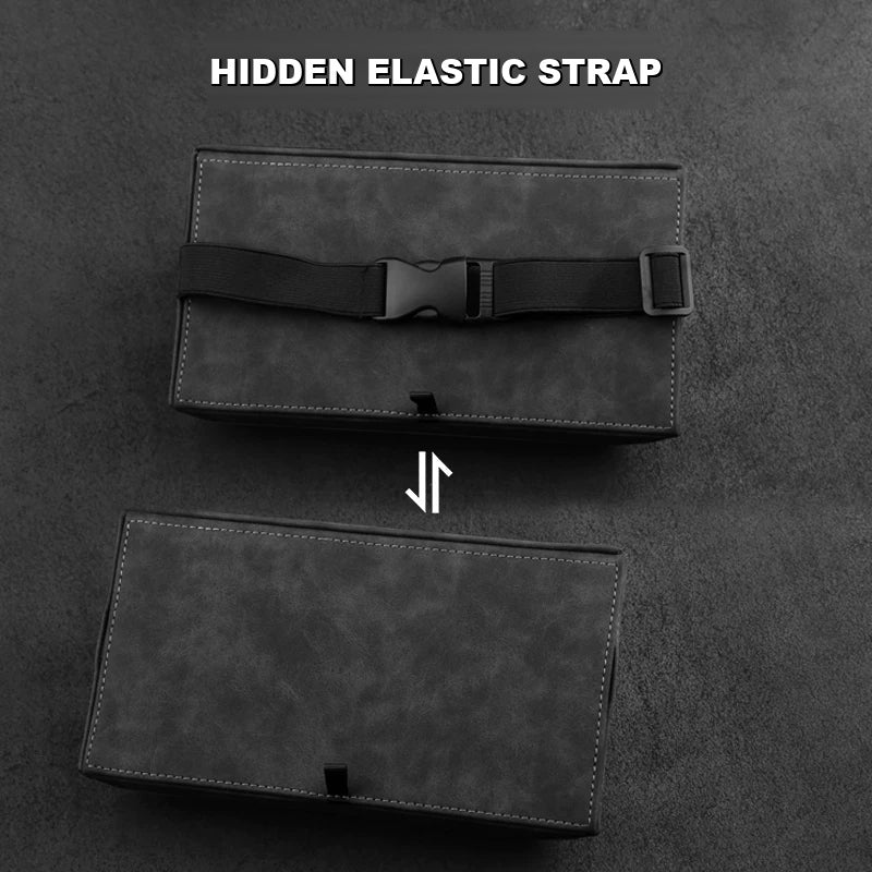 Audi suede tissue box hidden elastic strap