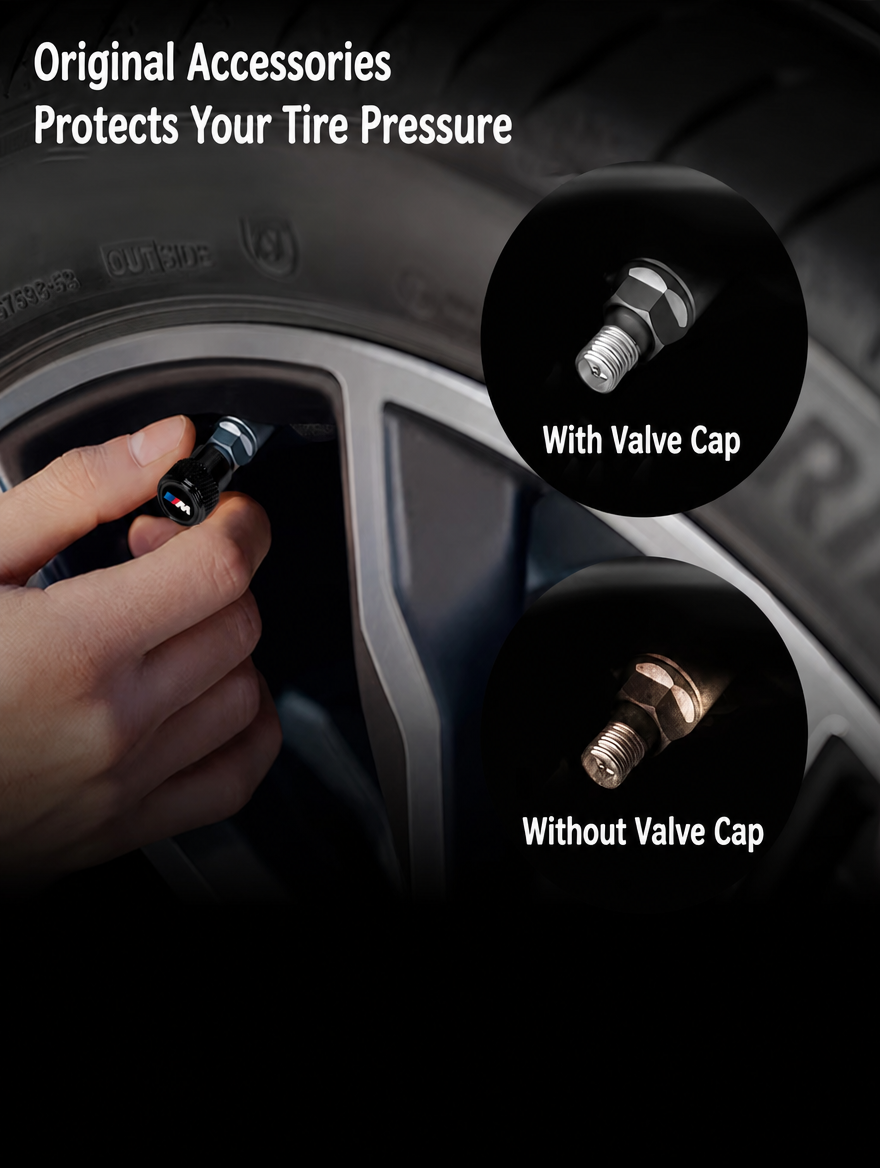 BMW M Aluminum Alloy Tire Valve Stem Caps - Set of 4