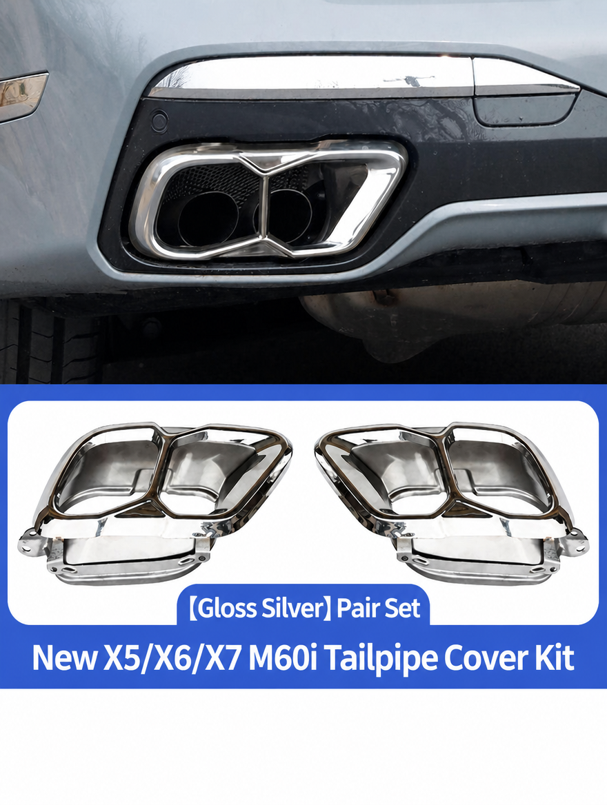 غطاء فتحة العادم الخلفي لـ BMW - طقم تقليم كروم لـ X3/X4/X5/X6/X7