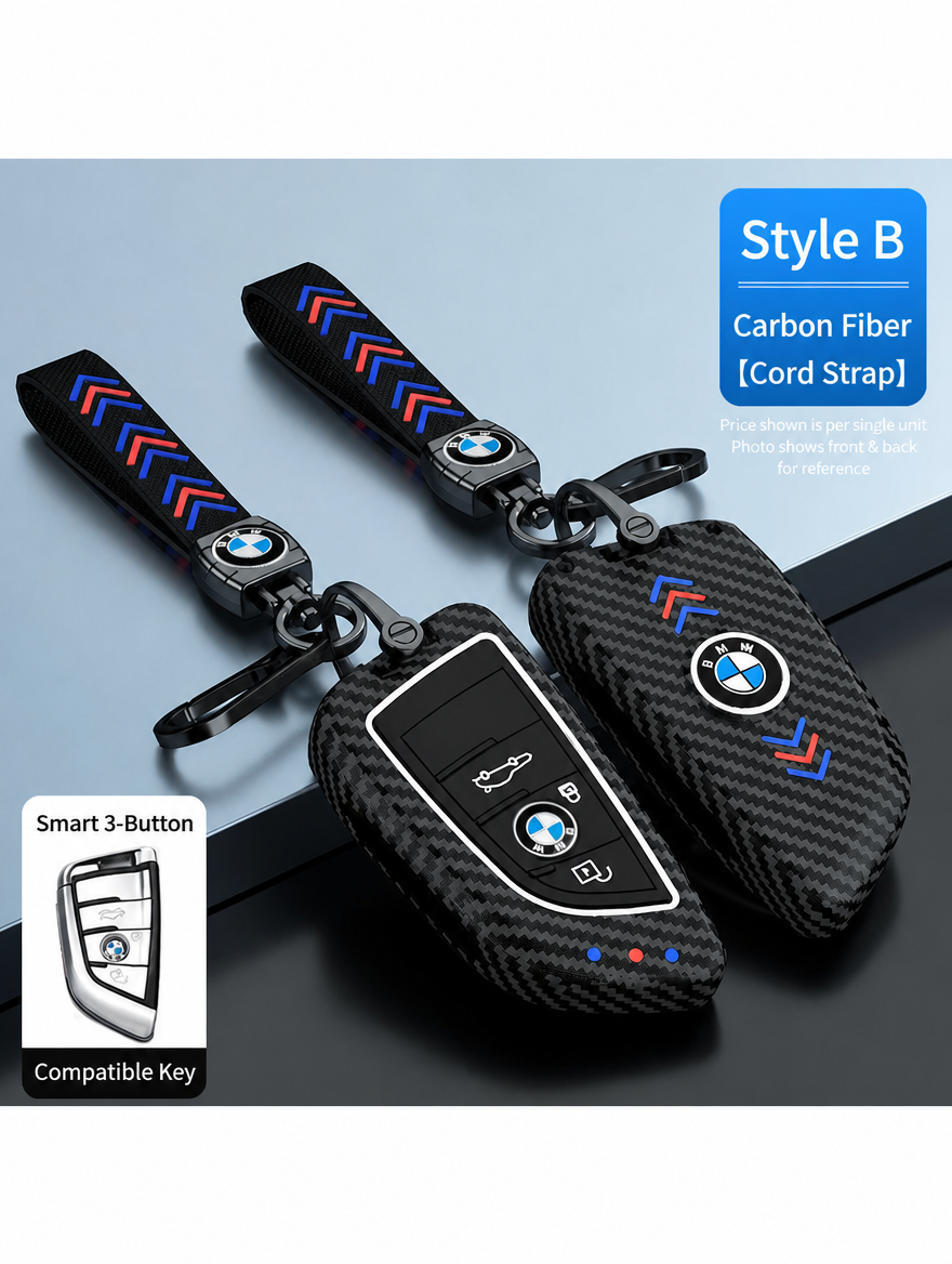 BMW Style B Smart Key Case - Matte & Carbon Fiber Fob Cover
