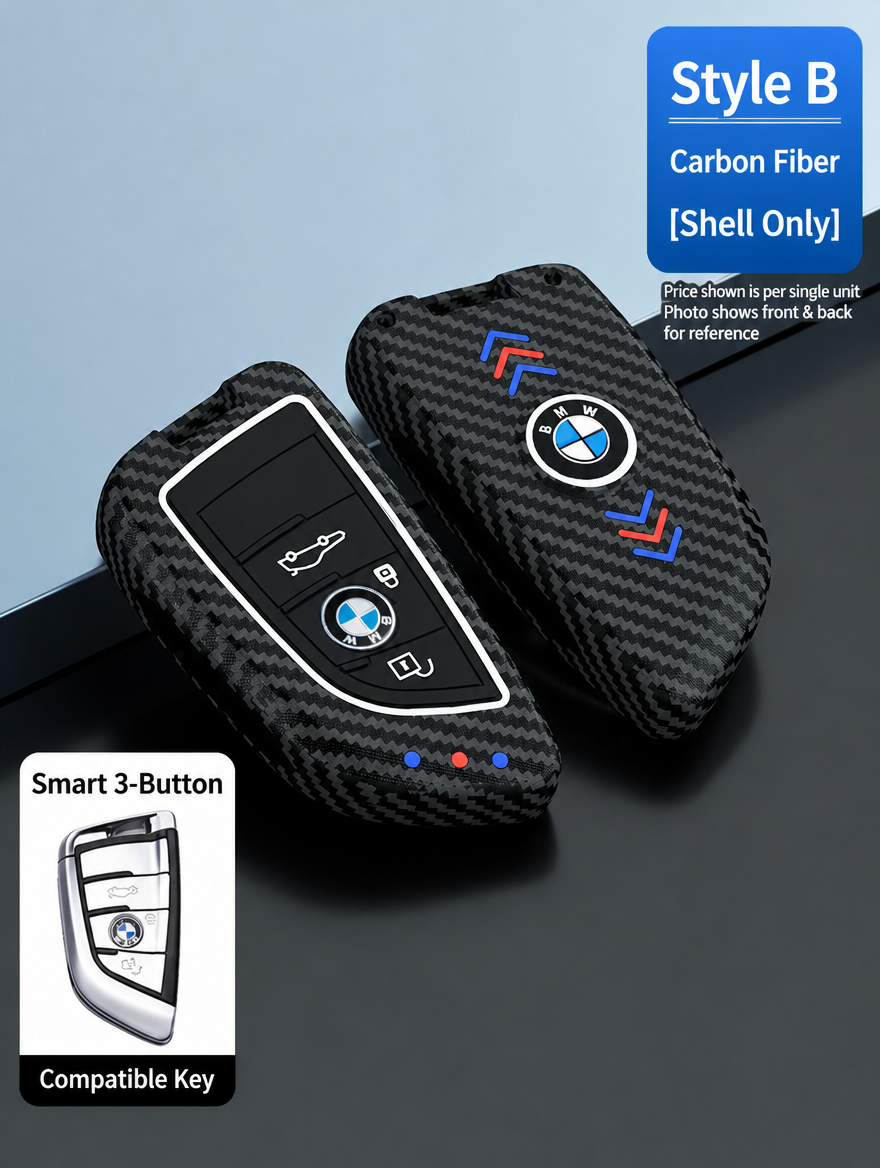 BMW Style B Smart Key Case - Matte & Carbon Fiber Fob Cover