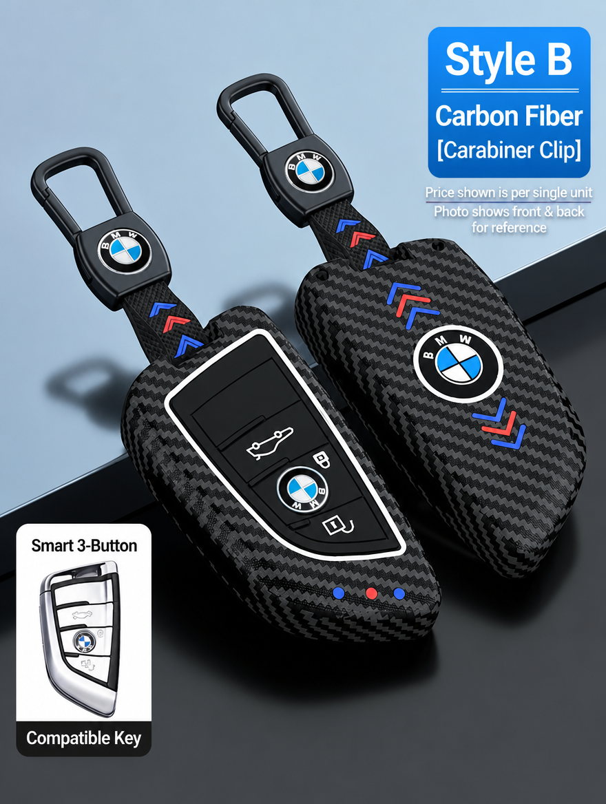 BMW Style B Smart Key Case - Matte & Carbon Fiber Fob Cover