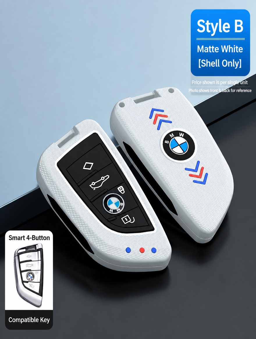 BMW Style B Smart Key Case - Matte & Carbon Fiber Fob Cover