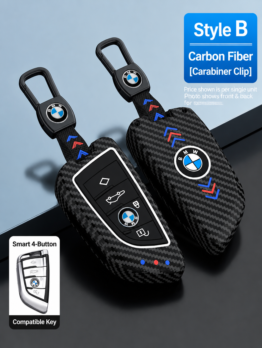 BMW Style B Smart Key Case - Matte & Carbon Fiber Fob Cover