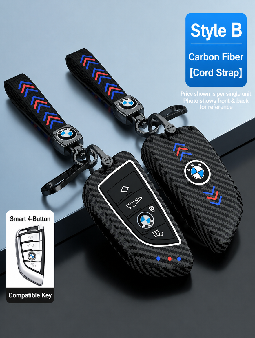 BMW Style B Smart Key Case - Matte & Carbon Fiber Fob Cover