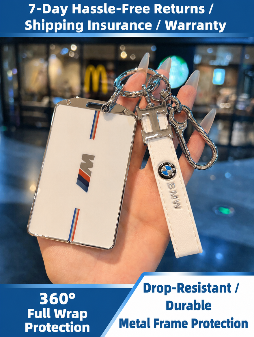 BMW M Card Key Case - Metal Buckle Holder with Charm