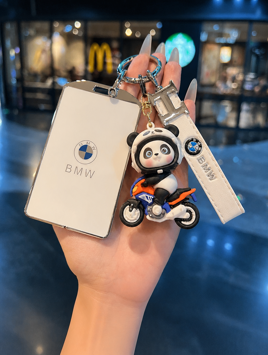 BMW M Card Key Case - Metal Buckle Holder with Charm