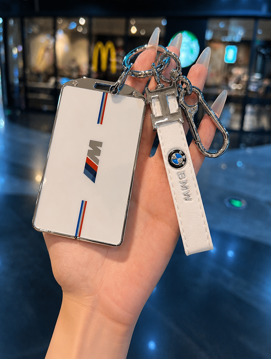 BMW M Card Key Case - Metal Buckle Holder with Charm