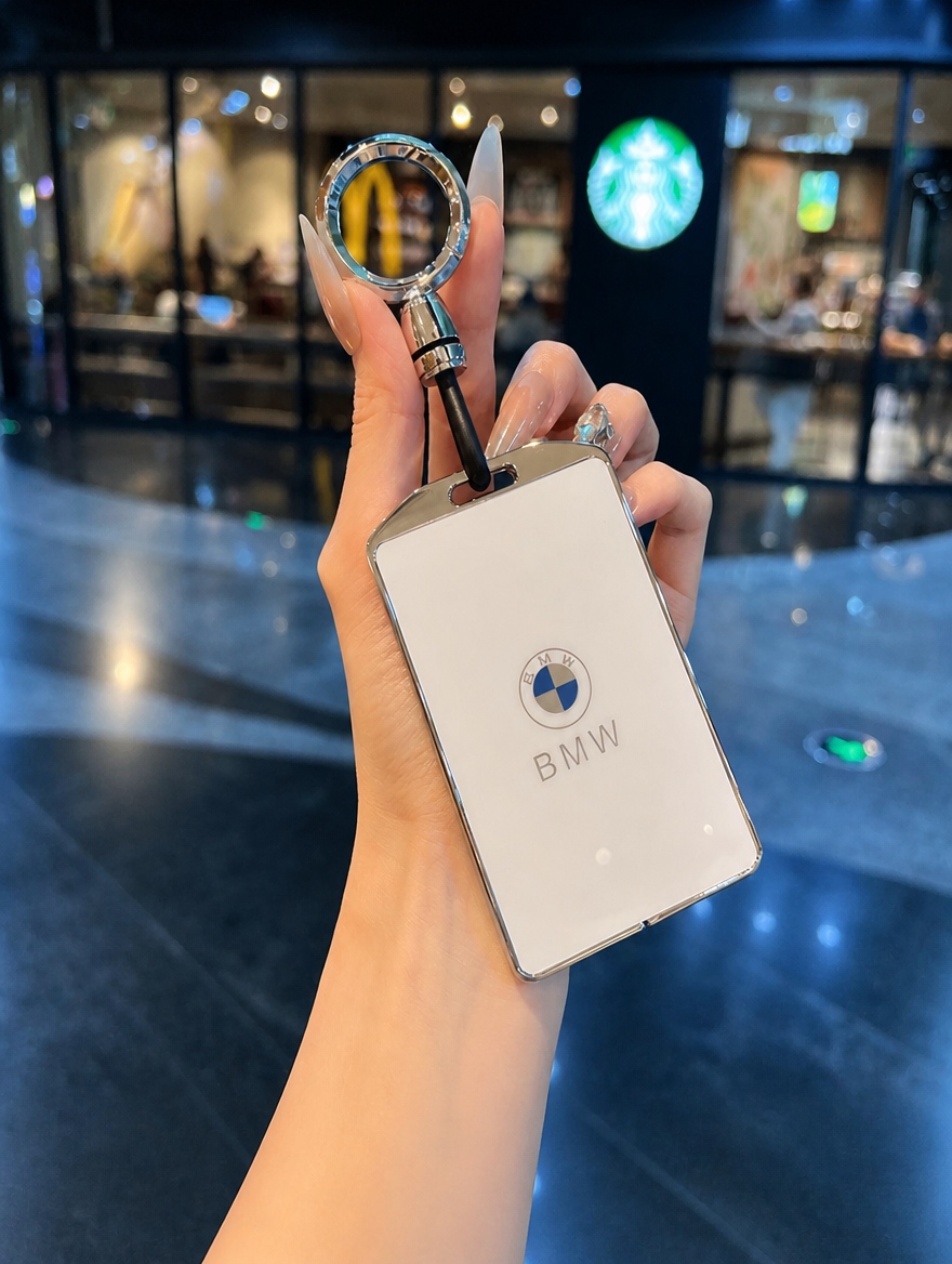 BMW M Card Key Case - Metal Buckle Holder with Charm