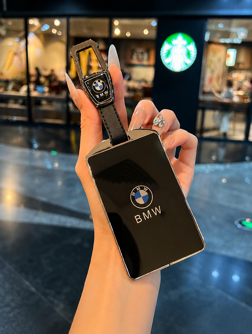 BMW M Card Key Case - Metal Buckle Holder with Charm