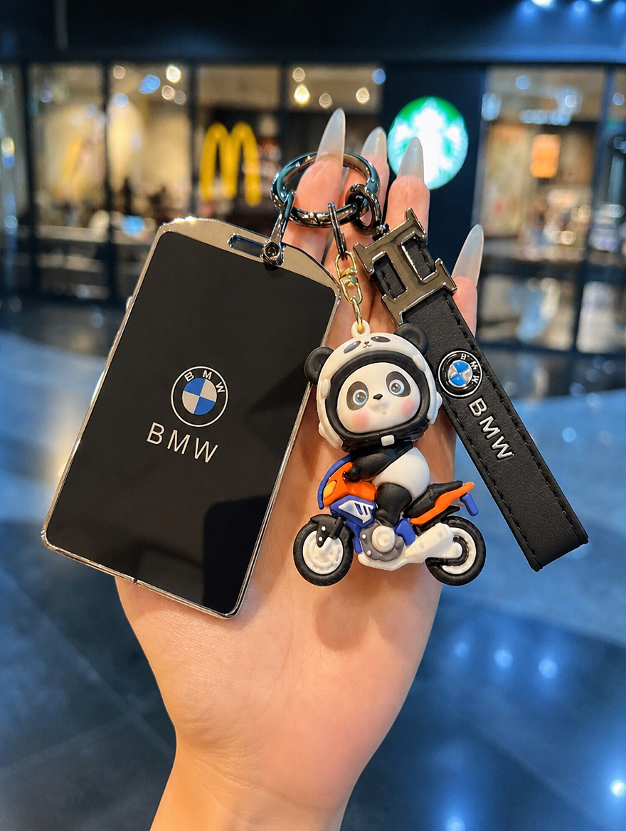 BMW M Card Key Case - Metal Buckle Holder with Charm
