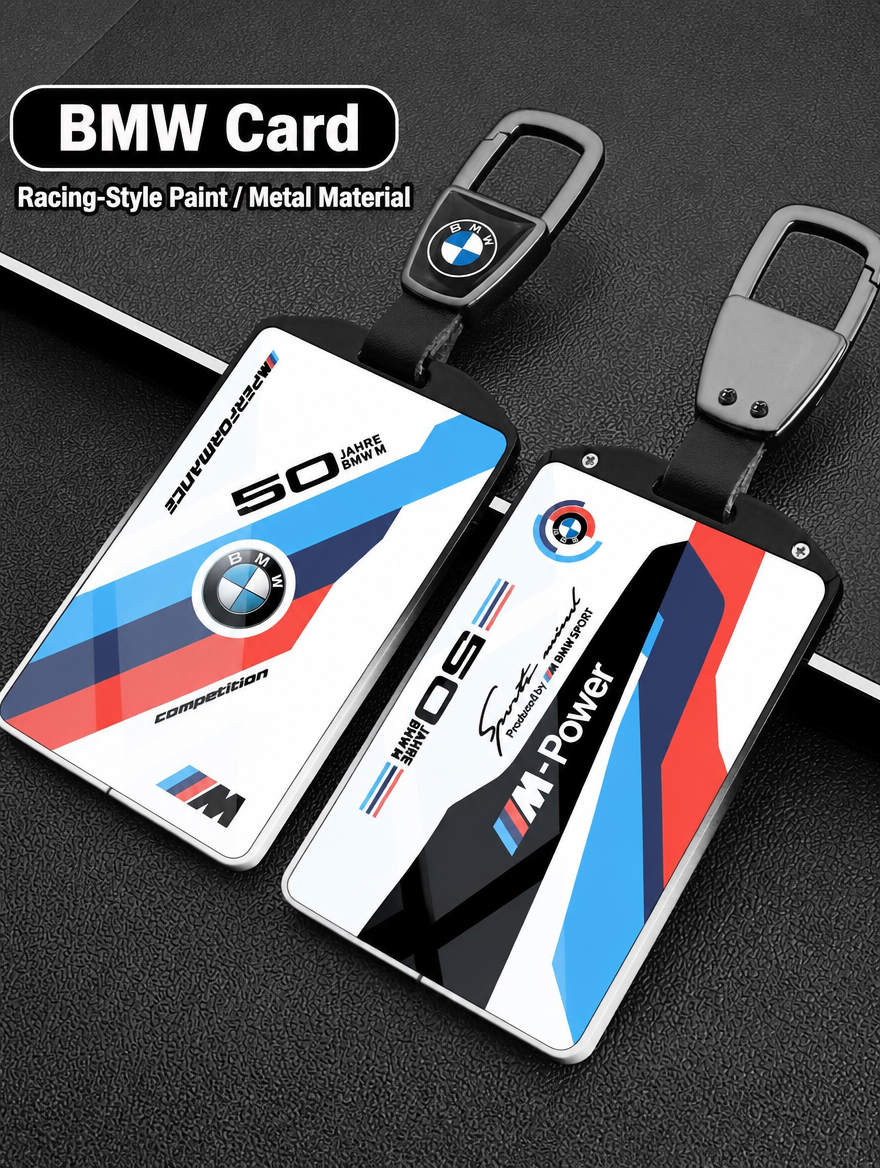 غطاء بطاقة مفتاح BMW - حامل بطاقة معدني بطراز السباق