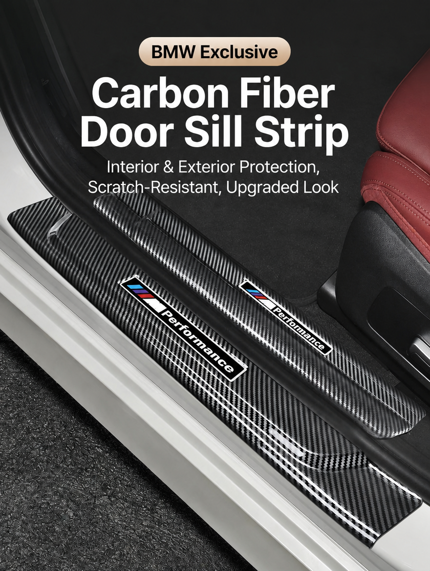 BMW Carbon Fiber Door Sill Strip - Welcome Pedal Protection Kit