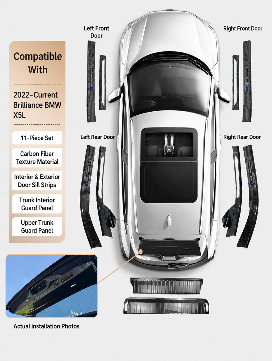 BMW Carbon Fiber Door Sill Strip - Welcome Pedal Protection Kit