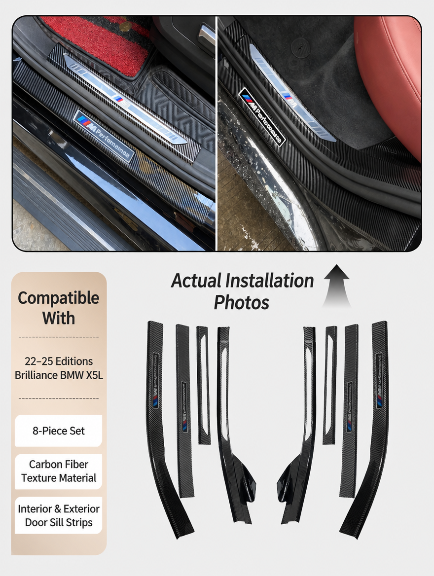 BMW Carbon Fiber Door Sill Strip - Welcome Pedal Protection Kit