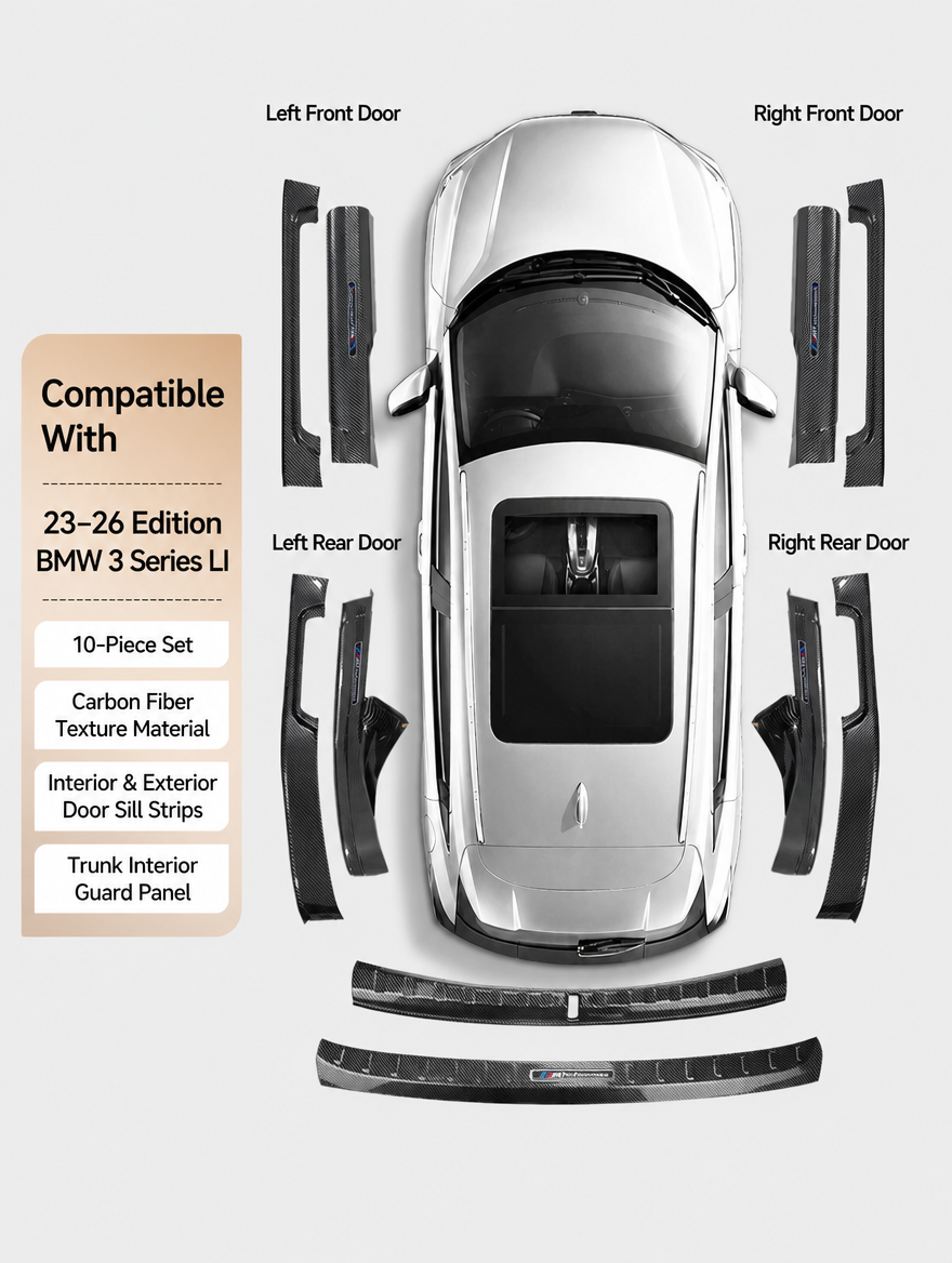 BMW Carbon Fiber Door Sill Strip - Welcome Pedal Protection Kit