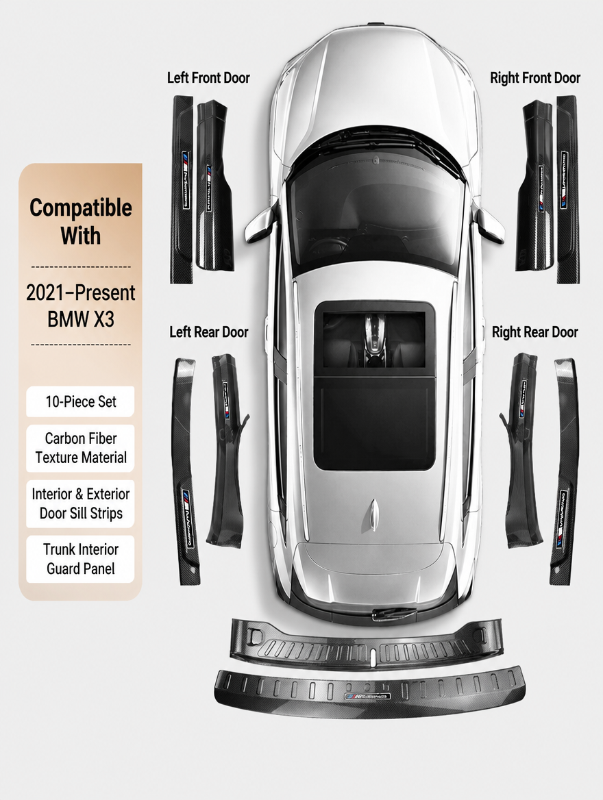 BMW Carbon Fiber Door Sill Strip - Welcome Pedal Protection Kit