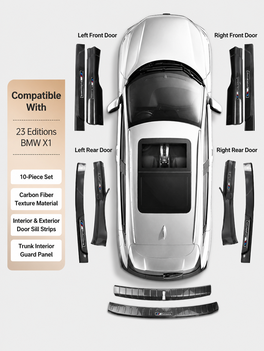 BMW Carbon Fiber Door Sill Strip - Welcome Pedal Protection Kit